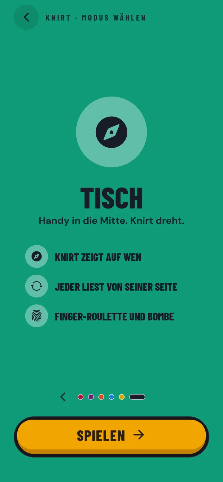 Tisch: Knirt-Modus in der App