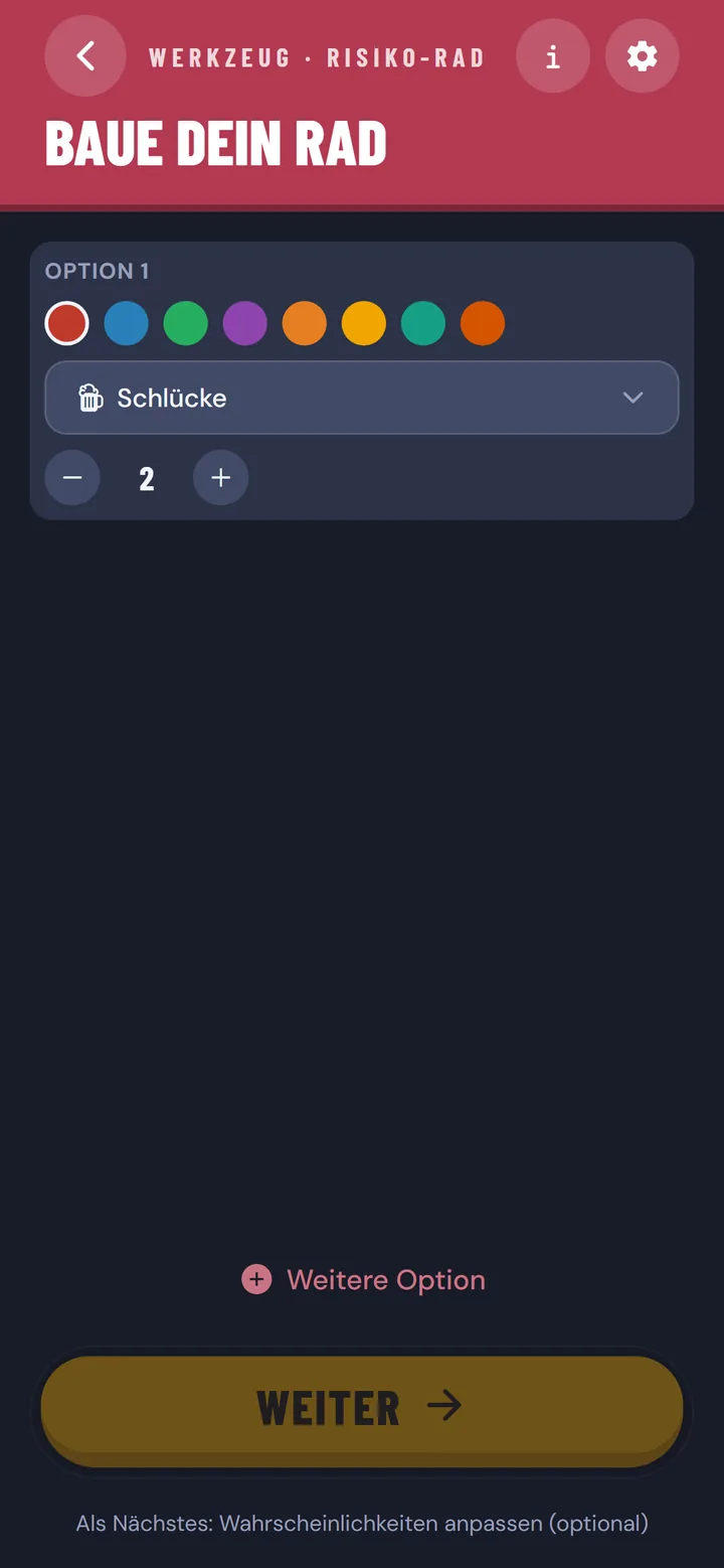 Risiko-Rad: App-Ansicht