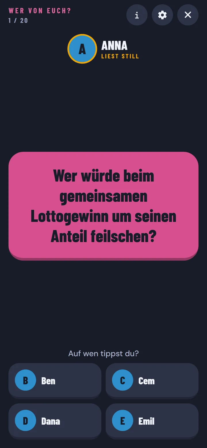 Wer von euch?: App-Ansicht