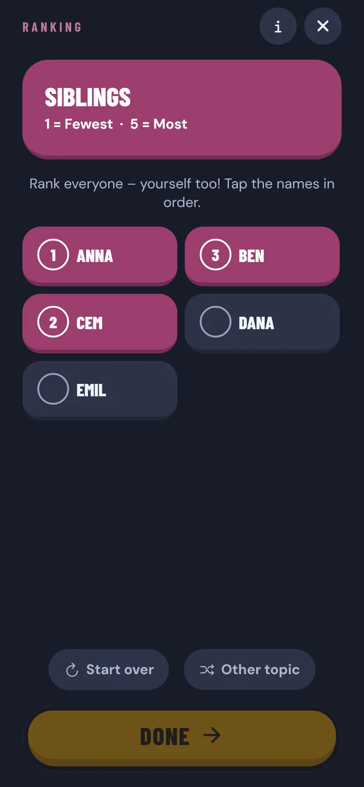 Ranking: app screen